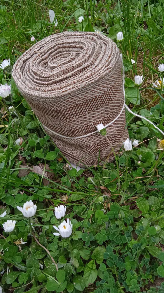 Vlněné ovinky rybí kost s panamou hnědá / béžová