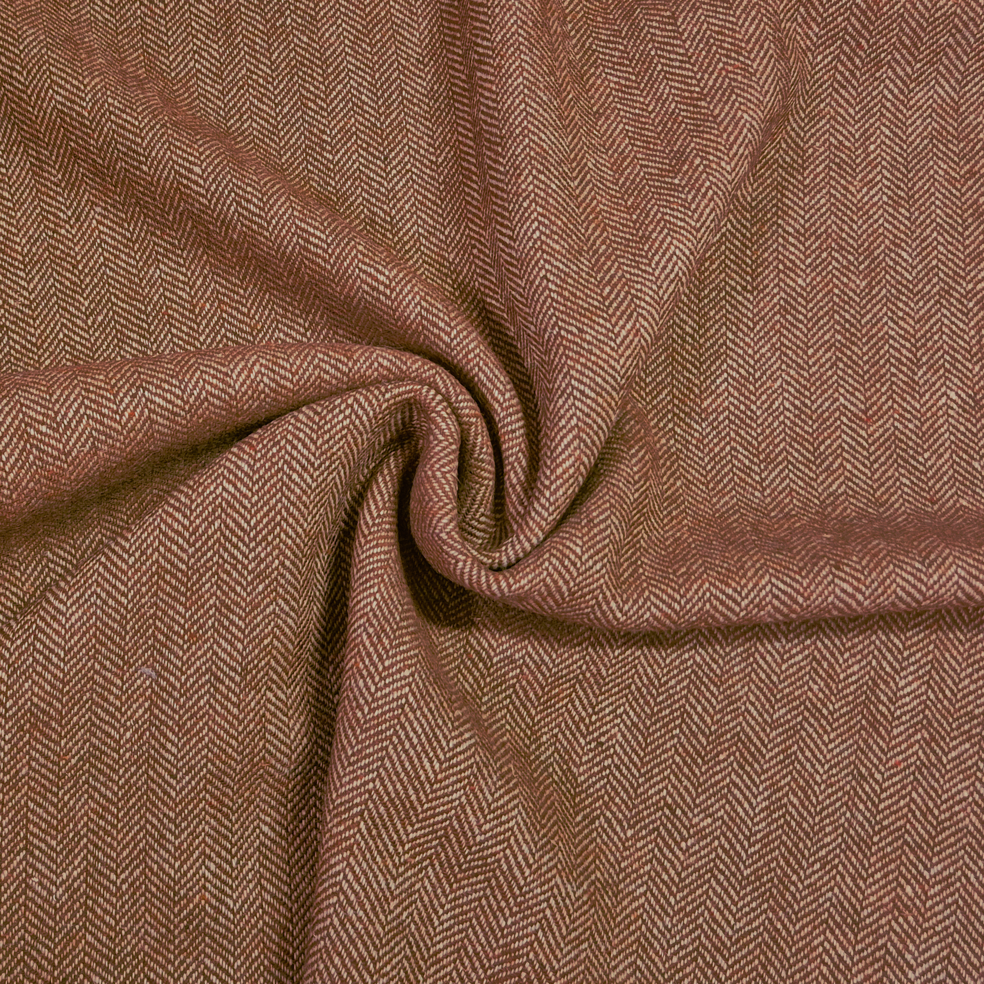 Vlněná látka tkaná do rybí kosti -hnědá/přírodní
