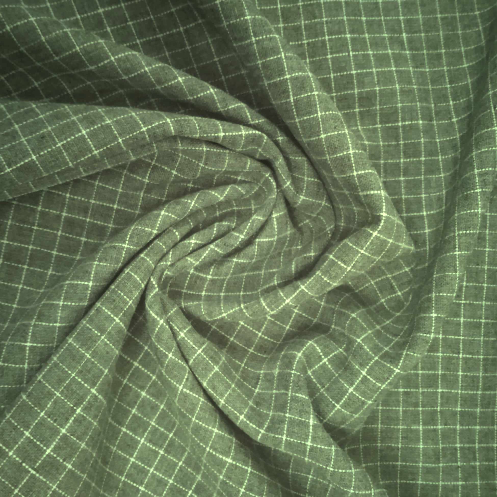 Vlněná-viskózová látka - kostka zelená / bílá