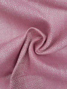 Lněná látka diamantová vazba - přírodní/růžová