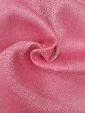 Lněná látka diamantová vazba - přírodní/červená