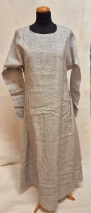 Šaty lněné černo-bílá melanž