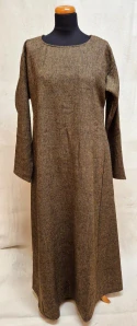 Šaty vlněné antracit / béžová melanž rybí kost L, XL