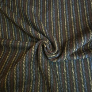 Vlněná látka černo-modro-červeno-žlutě pruhovaná