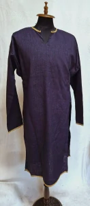 Lněná tunika ve stylu kurty temně modrá L