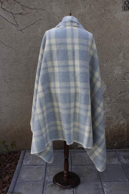 Vlněná deka modrá kostka