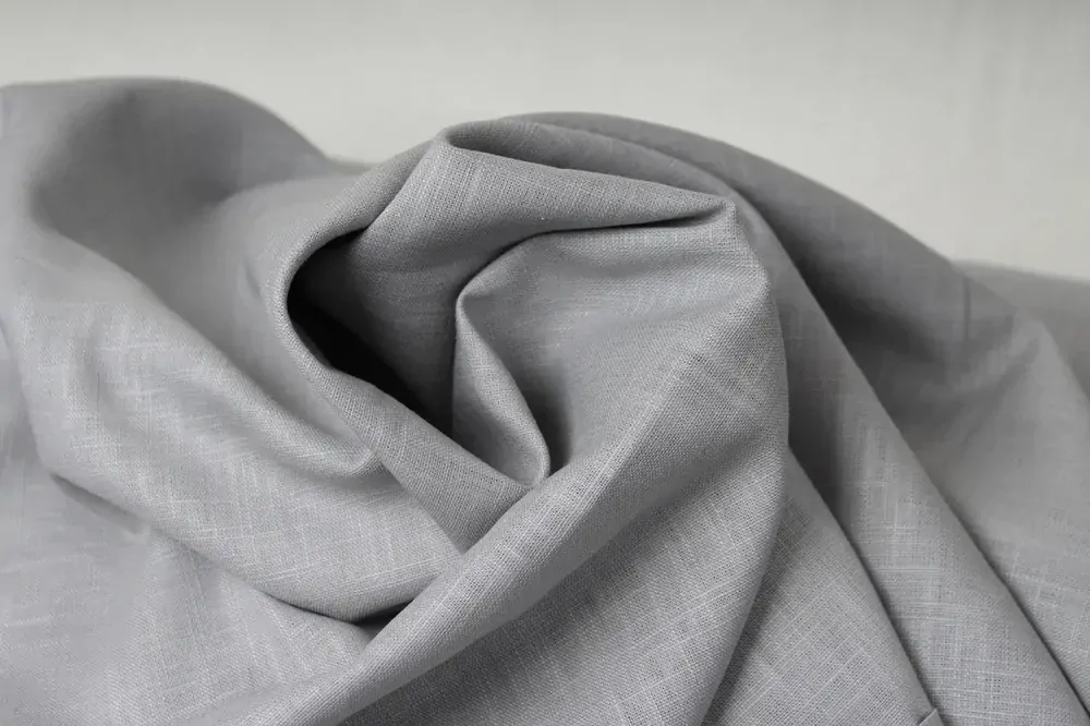 Lněná látka světle šedá