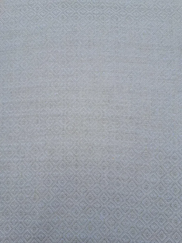 Lněná látka diamantová vazba - přírodní/světle modrá