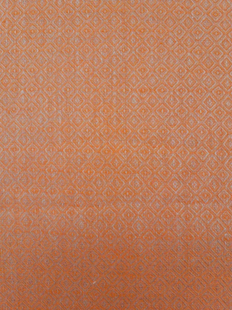 Lněná látka diamantová vazba - přírodní/oranžová