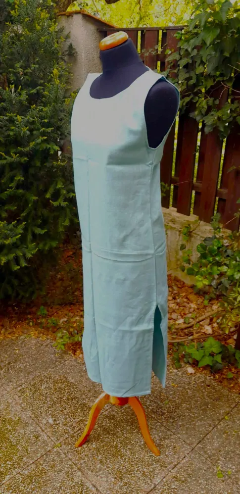 Šaty lněné bez rukávu tyrkysové