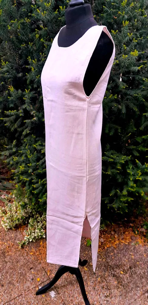 Šaty lněné bez rukávu světle růžové