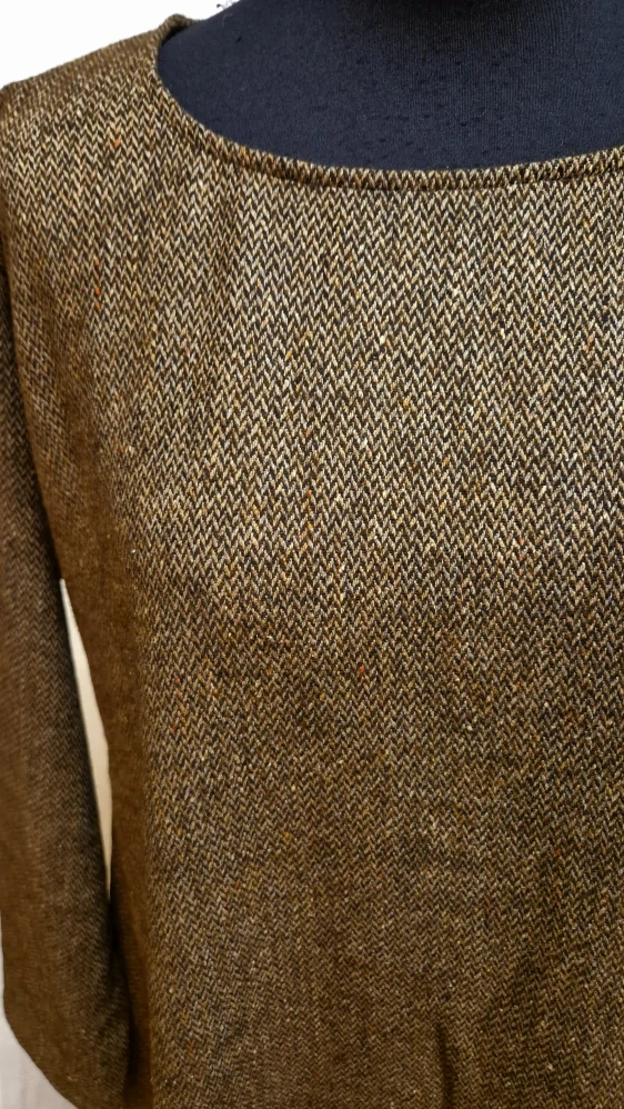 Šaty vlněné antracit / béžová melanž rybí kost