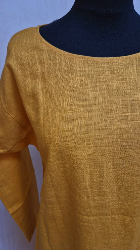 Šaty lněné hořčicově žluté