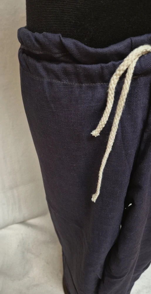 Kalhoty lněné temně modré vel. 34