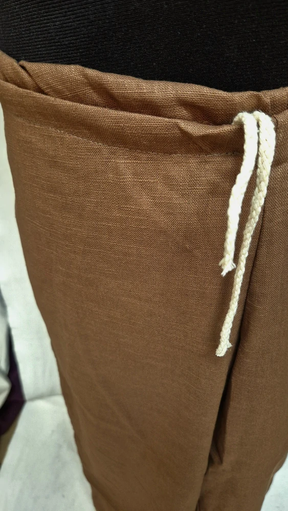 Kalhoty lněné hnědé vel. 22