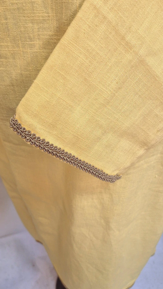 Lněná tunika ve stylu kurty žlutá M