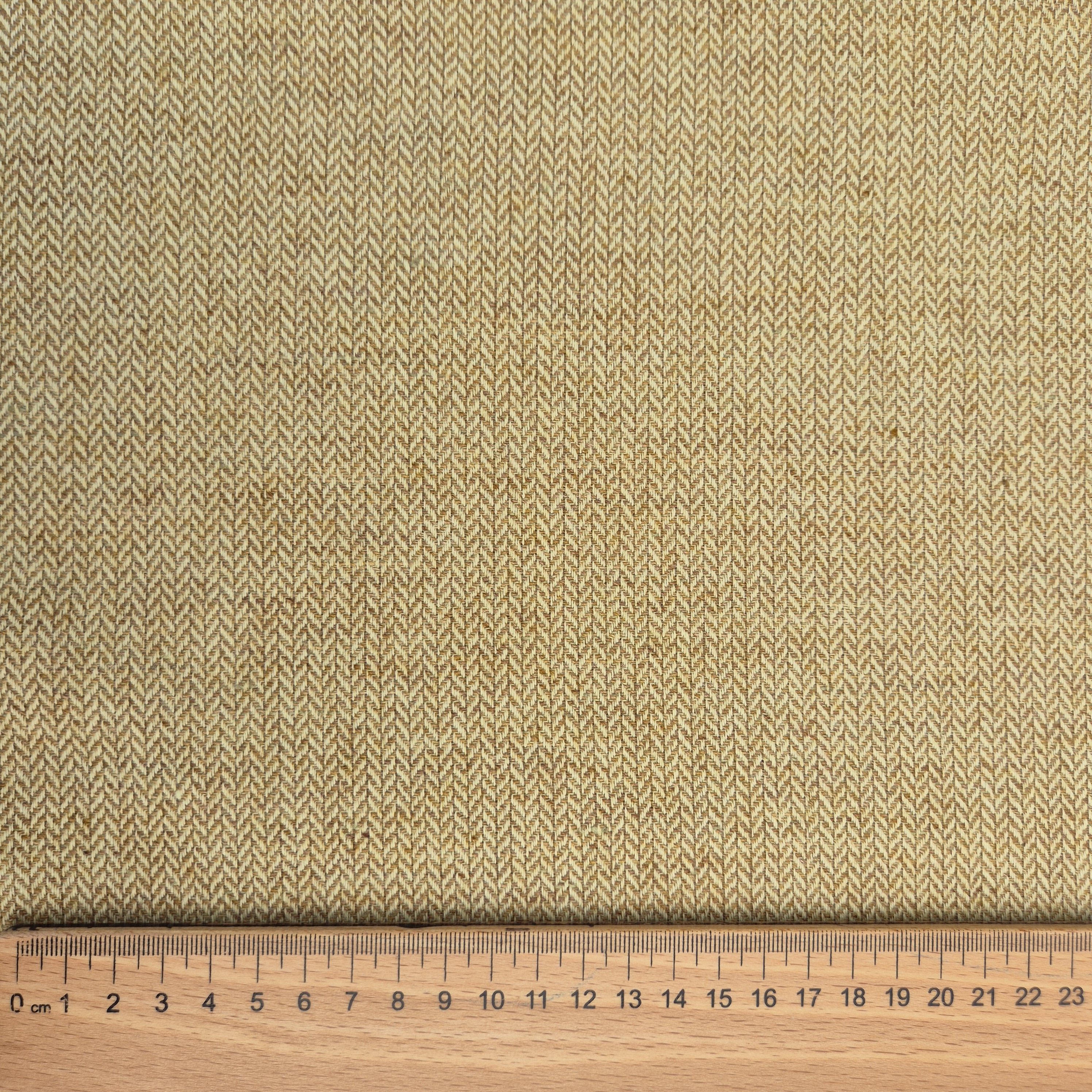 Vlněná látka tkaná do rybí kosti - krémová/zlato-hnědá