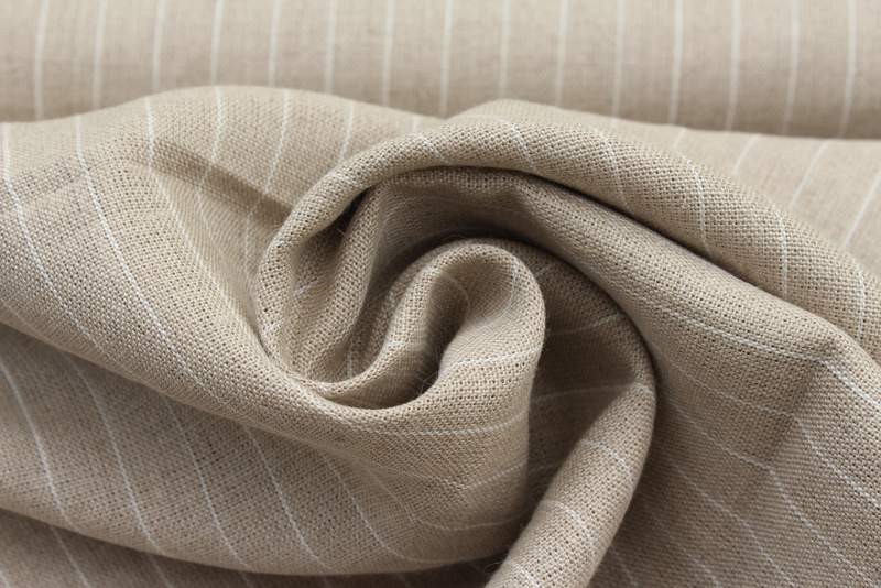 Lněná látka přírodní barvy s bílým proužkem po 1,5 cm