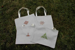 Lněná taška s výšivkou