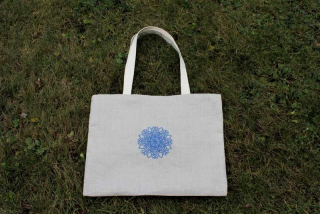 Lněná taška s výšivkou - Vánoční vločka