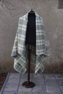 Vlněná deka zelená kostka