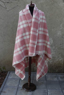 Vlněná deka růžová kostka