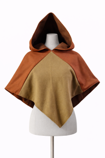 Kapuce cihlovo-khaki s vlněnou podšívkou