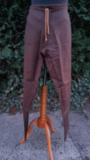 Kalhoty lněné tmavě hnědé vel. 30