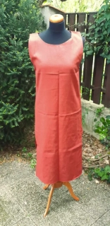 Šaty lněné bez rukávu cihlové