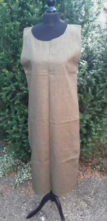 Šaty lněné bez rukávu khaki