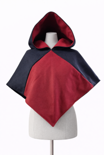 Kapuce černo červená s vlněnou podšívkou