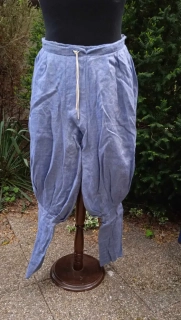 Nabírané lněné kalhoty světle modrý diamant vel. 26