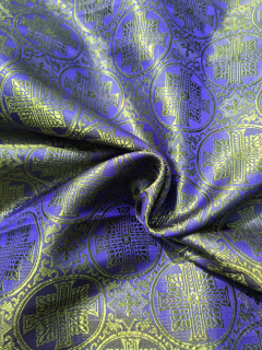 Brokát viskózový modro-zelený 