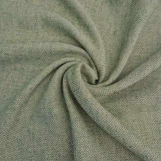 Vlněná látka tkaná do rybí kosti - zelená/světle béžová