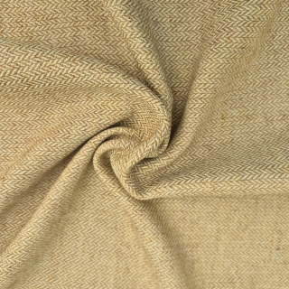 Vlněná látka tkaná do rybí kosti - krémová/zlato-hnědá