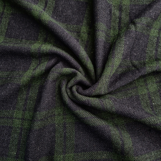 Vlněná látka tmavě modrá-zelená kostkovaná