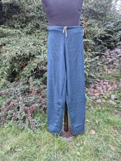 Kalhoty vlněné černo-petrolejové proužkované vel.26