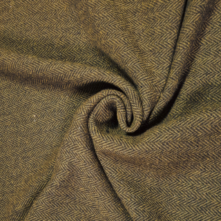 Vlněná látka tkaná do rybí kosti - khaki/ hnědá