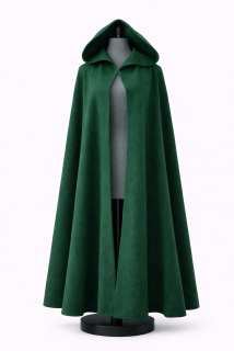 Plášť vlněný půlkruh zelený s kapucí