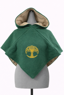 Kapuce zelená s výšivkou