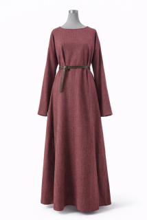 Šaty vlněné červeno-šedé  XL