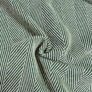 Vlněná látka tkaná do rybí kosti - zelená/ přírodní