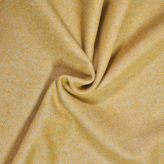 Vlněná látka tkaná do rybí kosti - žlutá/ přírodní