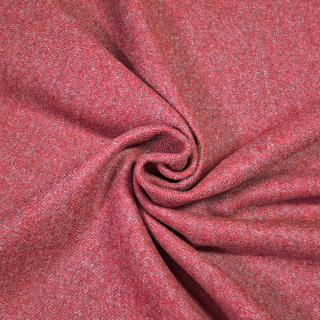 Vlněná látka tkaná do rybí kosti - červená/šedá