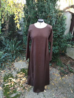 Šaty lněné tmavě hnědé